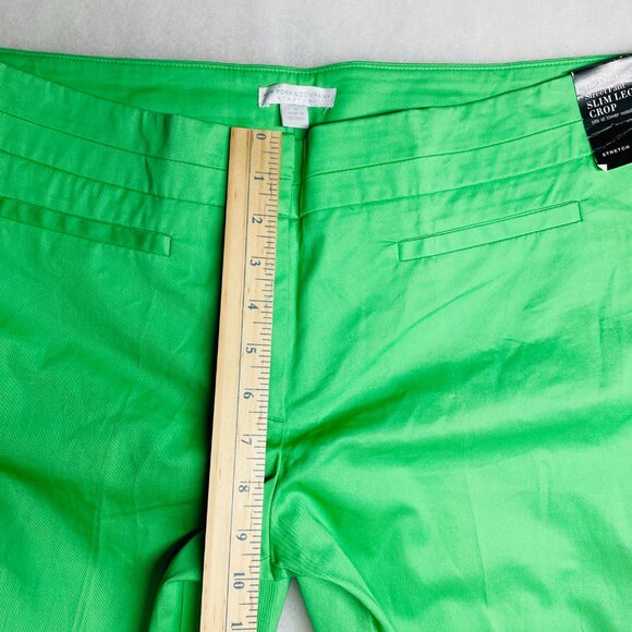 NWT New York & Co. Womens Green The Cros By Street Slim Leg Crop Pants Size 14 - Picture 3 of 9